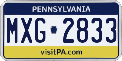 PA license plate MXG2833
