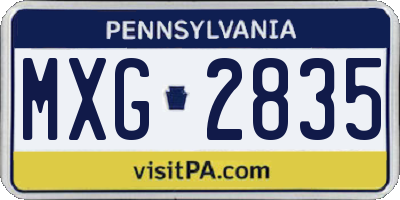 PA license plate MXG2835