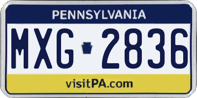 PA license plate MXG2836