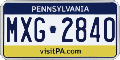 PA license plate MXG2840
