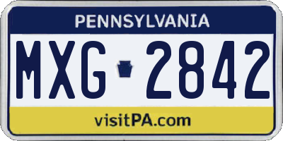 PA license plate MXG2842