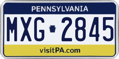PA license plate MXG2845