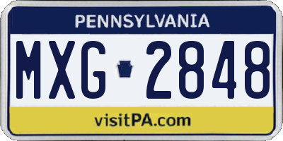 PA license plate MXG2848