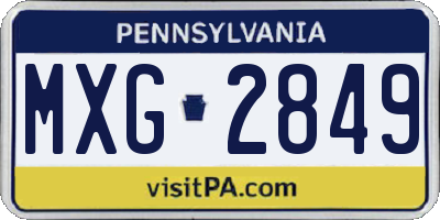 PA license plate MXG2849