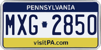 PA license plate MXG2850