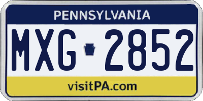 PA license plate MXG2852