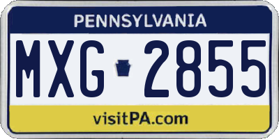 PA license plate MXG2855