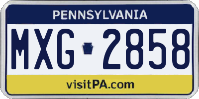 PA license plate MXG2858