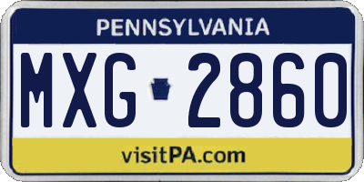 PA license plate MXG2860