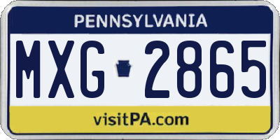 PA license plate MXG2865