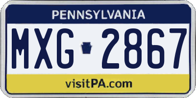 PA license plate MXG2867