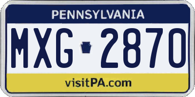 PA license plate MXG2870