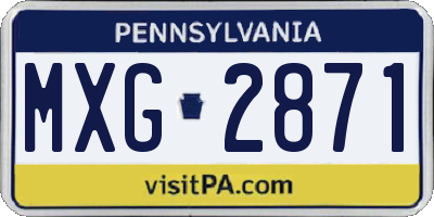 PA license plate MXG2871