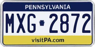PA license plate MXG2872