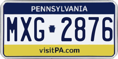 PA license plate MXG2876