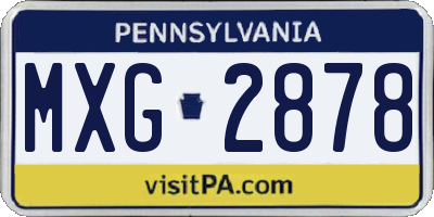 PA license plate MXG2878