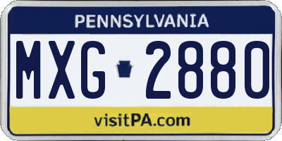 PA license plate MXG2880