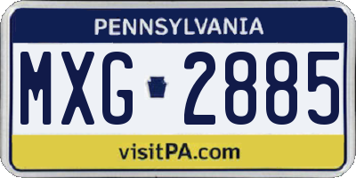 PA license plate MXG2885