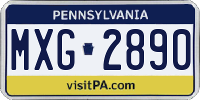 PA license plate MXG2890