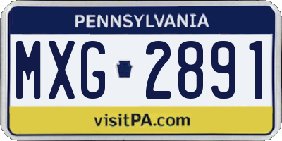 PA license plate MXG2891