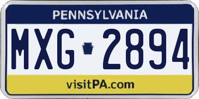 PA license plate MXG2894