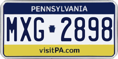 PA license plate MXG2898