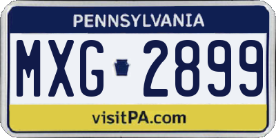 PA license plate MXG2899