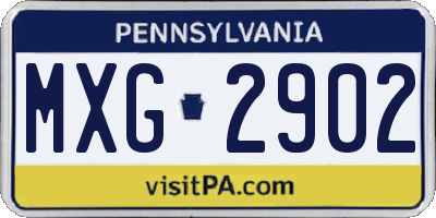 PA license plate MXG2902