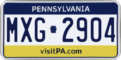 PA license plate MXG2904