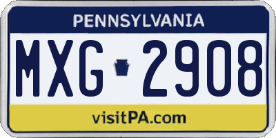 PA license plate MXG2908