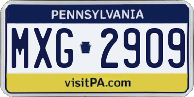 PA license plate MXG2909