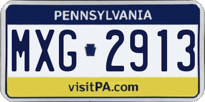 PA license plate MXG2913