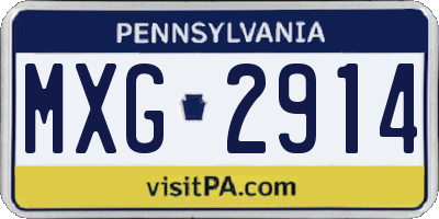 PA license plate MXG2914