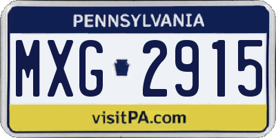 PA license plate MXG2915