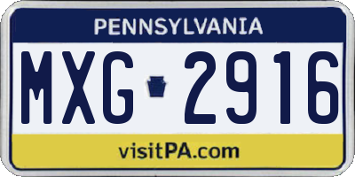 PA license plate MXG2916