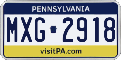 PA license plate MXG2918