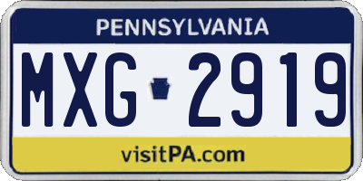 PA license plate MXG2919