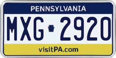 PA license plate MXG2920