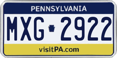 PA license plate MXG2922