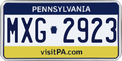PA license plate MXG2923