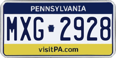 PA license plate MXG2928