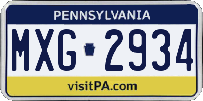 PA license plate MXG2934