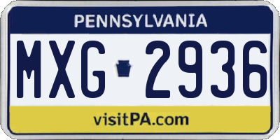 PA license plate MXG2936
