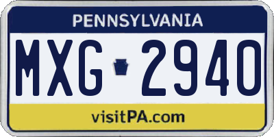 PA license plate MXG2940