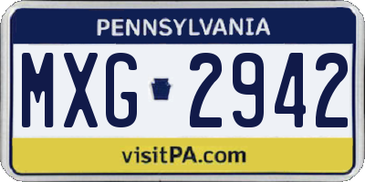 PA license plate MXG2942