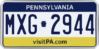 PA license plate MXG2944