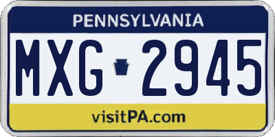 PA license plate MXG2945
