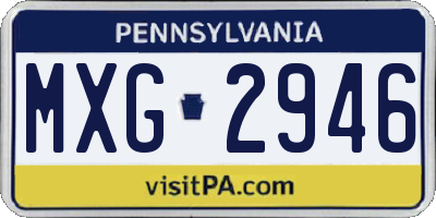 PA license plate MXG2946