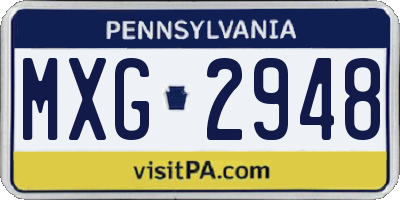 PA license plate MXG2948
