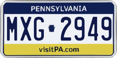 PA license plate MXG2949